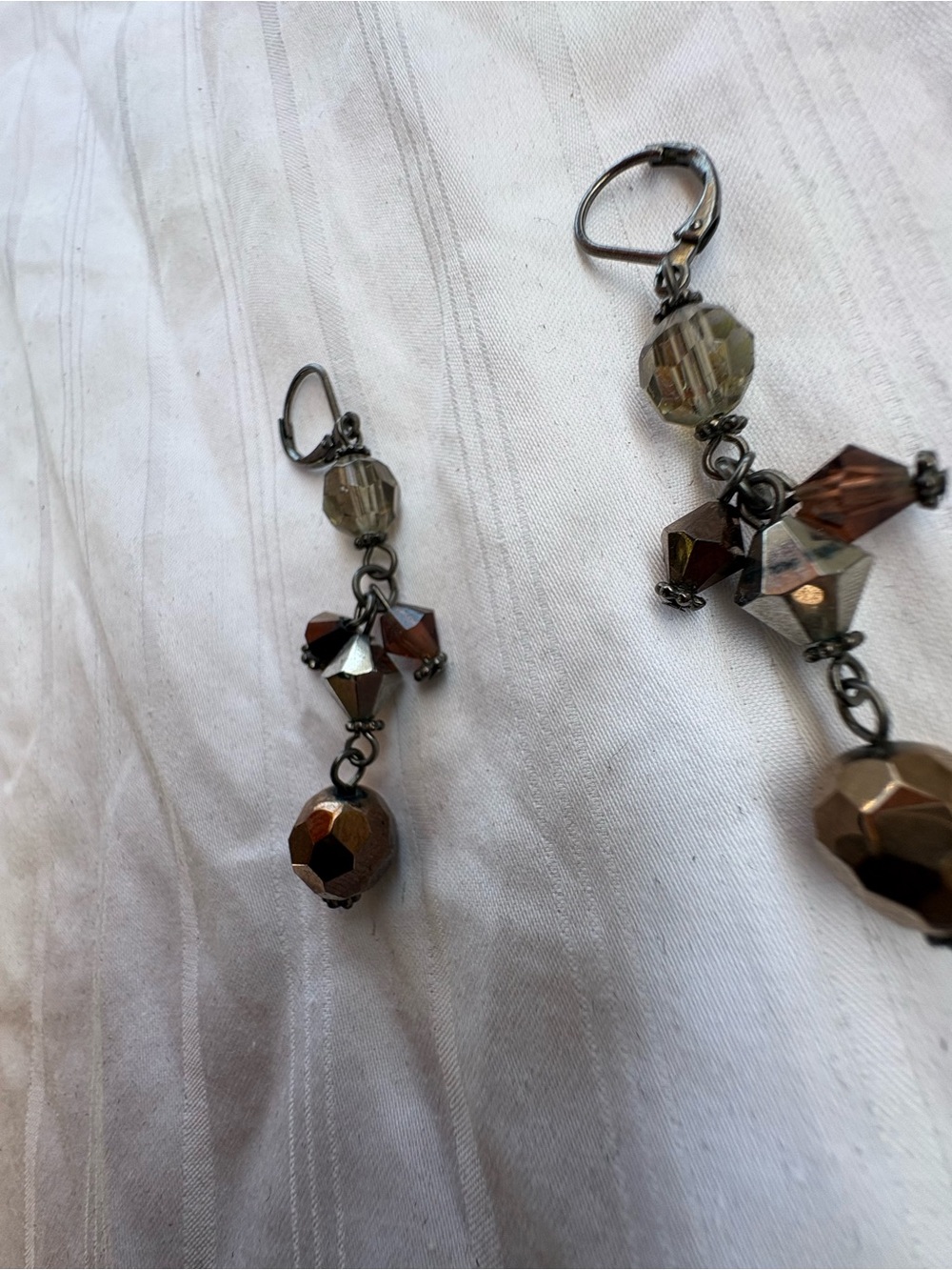 Smoky Brown Faceted Glass Drop Earrings